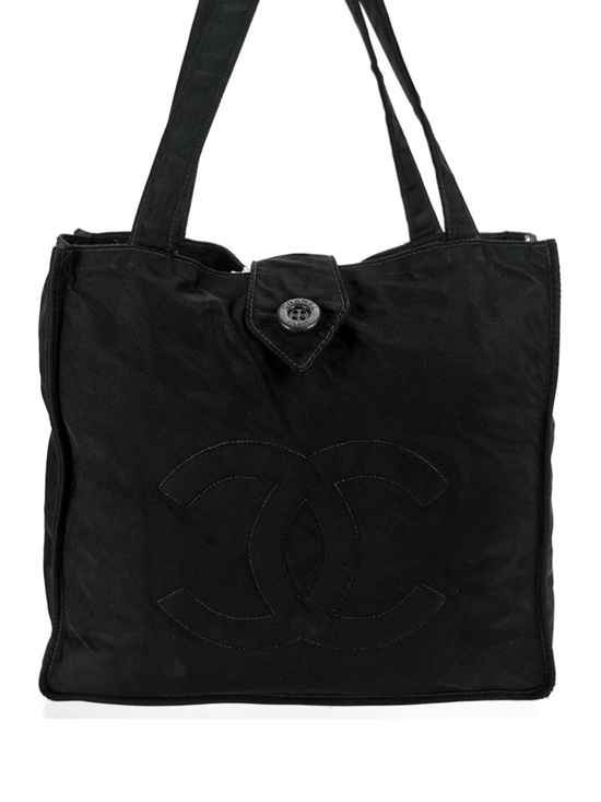 CHANEL Handbags - CHANEL CC Black Nylon Hand Bag